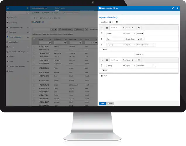Business Messenger features segmentation wizard