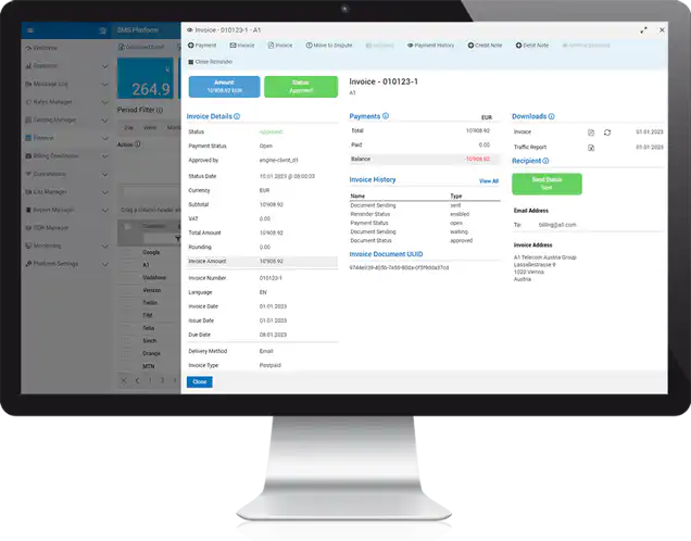 sms platform automatic invoicing