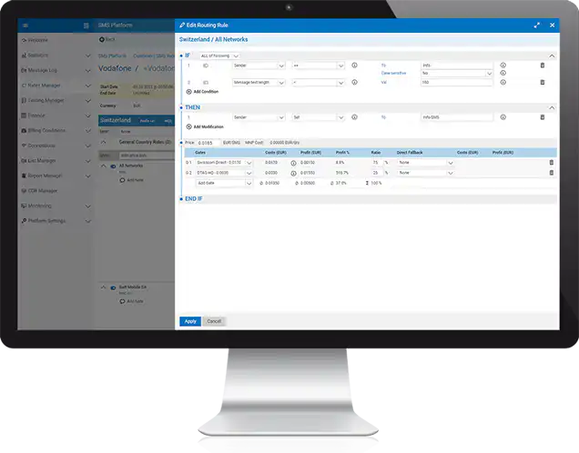 SMS platform flexible sales driven rule-based routing