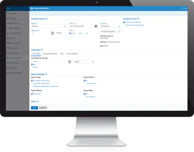 SMS platform reporting fast export of CDRs