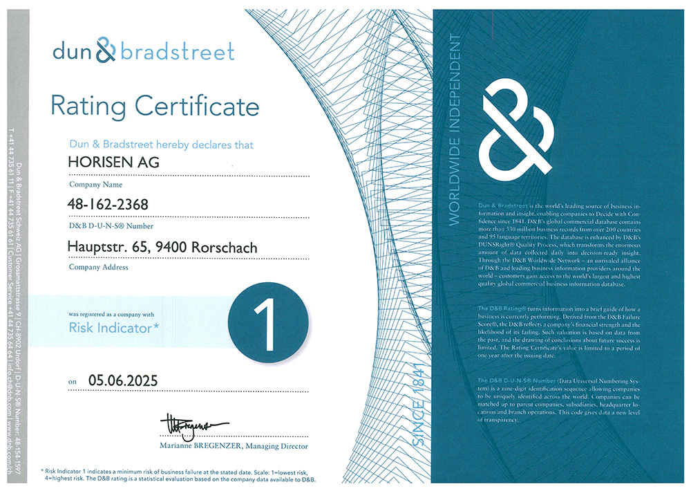 Rating Certificate from Dun & Bradstreet 2023